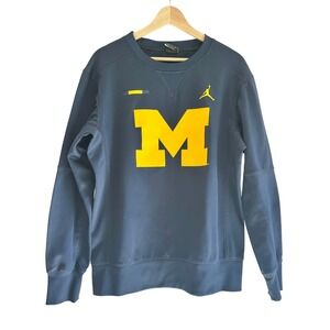 Nike Jordan Michigan‎ Wolverines Navy Crewneck Sweatshirt Mens Size M Dri-fit